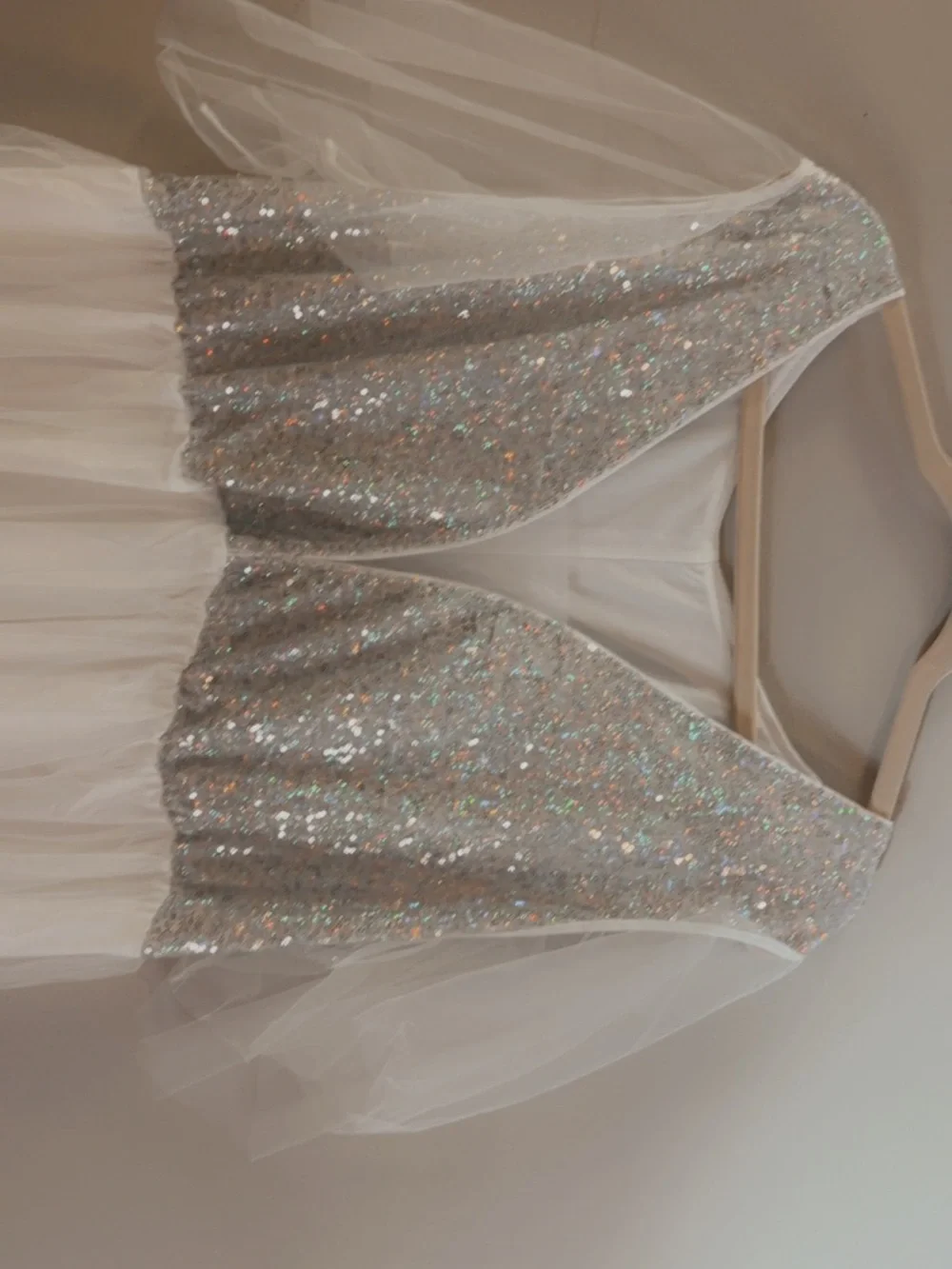 SHEIN White  4XL/ US 20 Bodice Detail silver & iridescent Sequins Wedding Dress - Picture 3 of 8